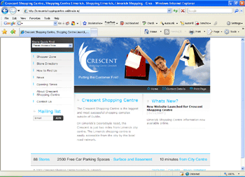 Crescent Shopping Centre Website Screenshot