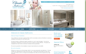 Classic Bathrooms Website Home Page