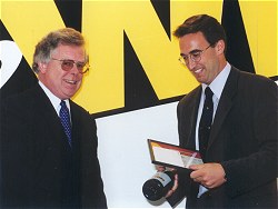 Jack Donaghy receiving the award from Michael Forde , MD Shell Ireland